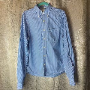 Abercrombie & Fitch blue and white striped button up shirt Mens medium Top